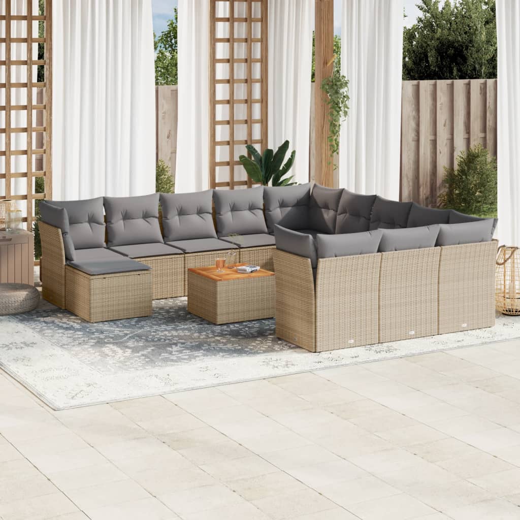 13-delige Loungeset met kussens poly rattan beige is nu te koop bij PeponiXL, paradijselijk wonen!