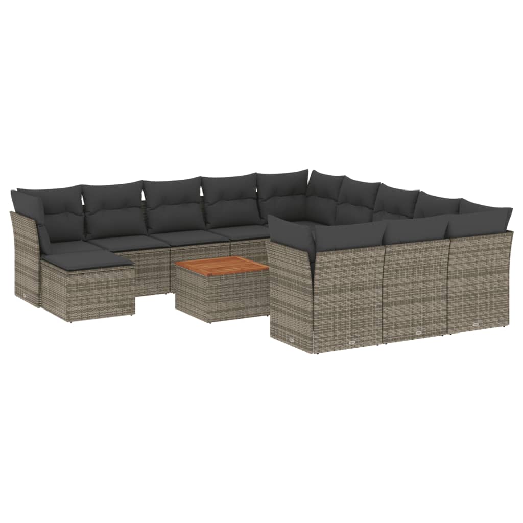 13-delige Loungeset met kussens poly rattan grijs is nu te koop bij PeponiXL, paradijselijk wonen!