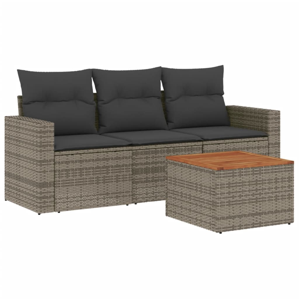 4-delige Loungeset met kussens poly rattan grijs is nu te koop bij PeponiXL, paradijselijk wonen!