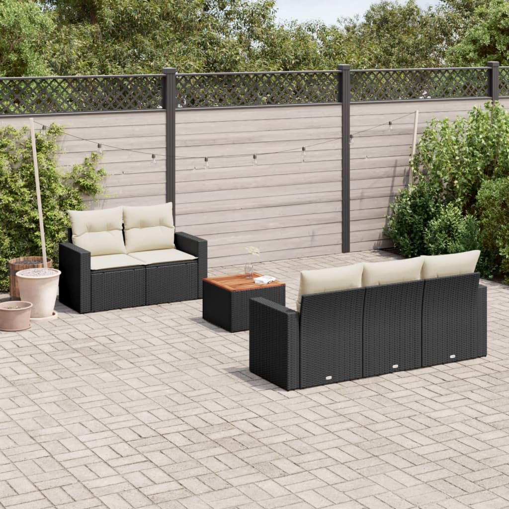 6-delige Loungeset met kussens poly rattan zwart is nu te koop bij PeponiXL, paradijselijk wonen!
