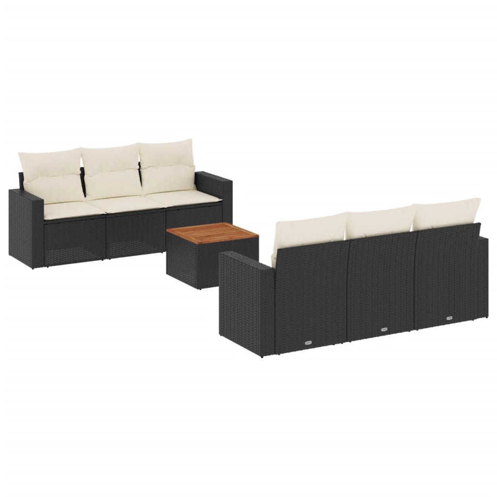 7-delige Loungeset met kussens poly rattan zwart is nu te koop bij PeponiXL, paradijselijk wonen!