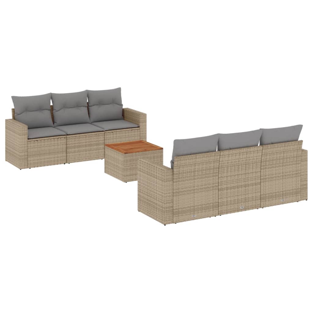 7-delige Loungeset met kussens poly rattan beige is nu te koop bij PeponiXL, paradijselijk wonen!