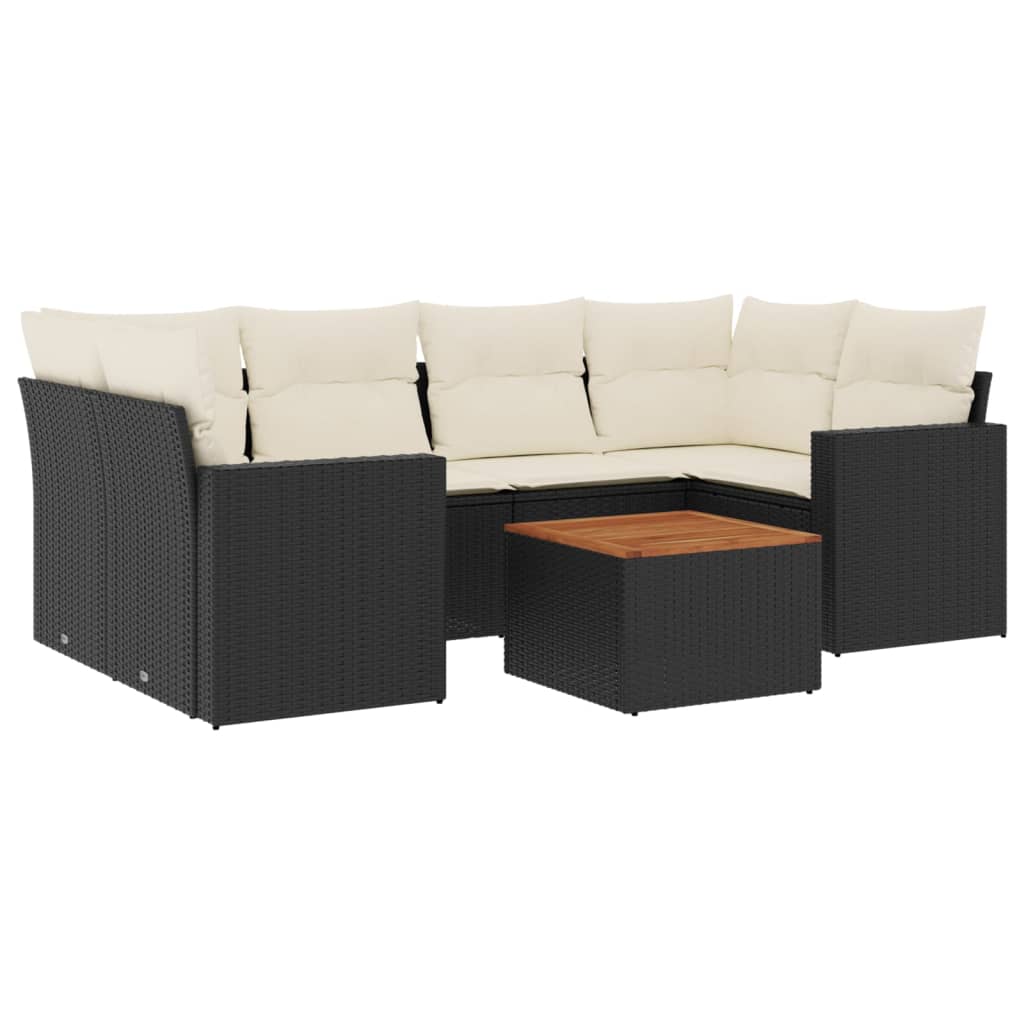 7-delige Loungeset met kussens poly rattan zwart is nu te koop bij PeponiXL, paradijselijk wonen!