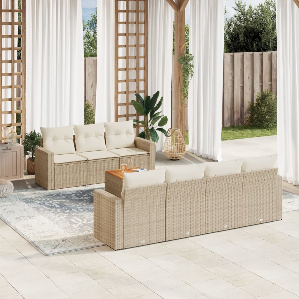 8-delige Loungeset met kussens poly rattan beige is nu te koop bij PeponiXL, paradijselijk wonen!