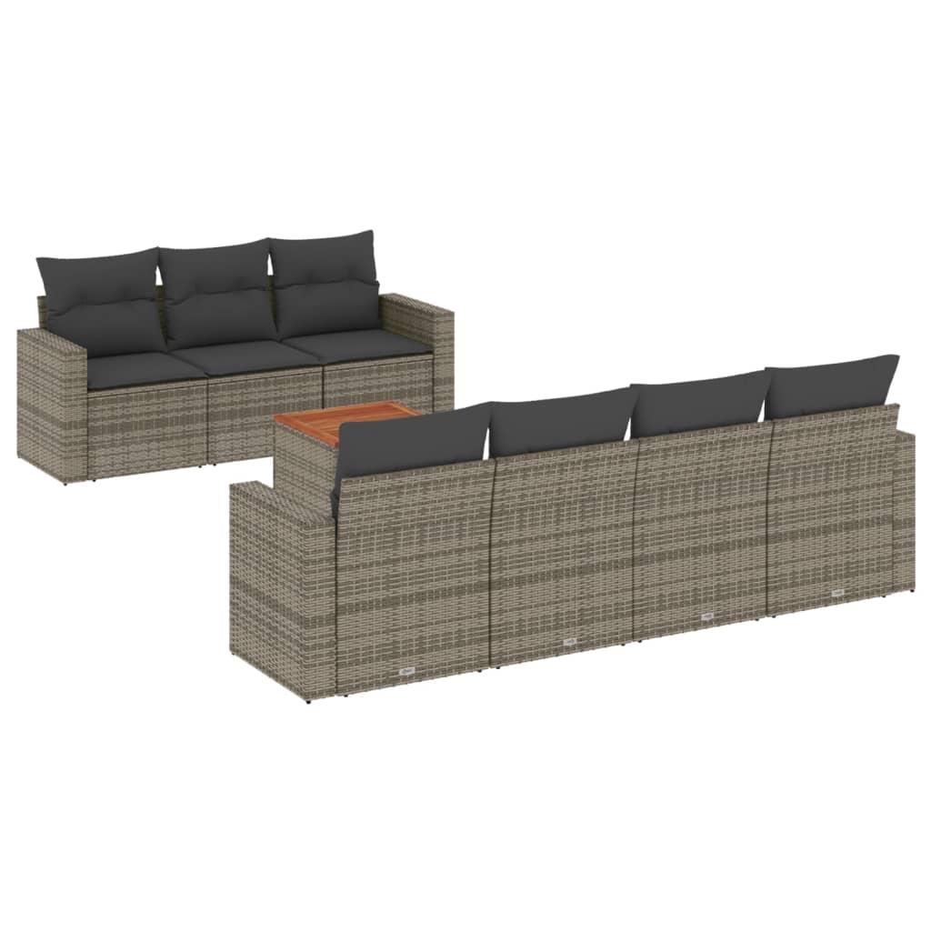 8-delige Loungeset met kussens poly rattan grijs is nu te koop bij PeponiXL, paradijselijk wonen!