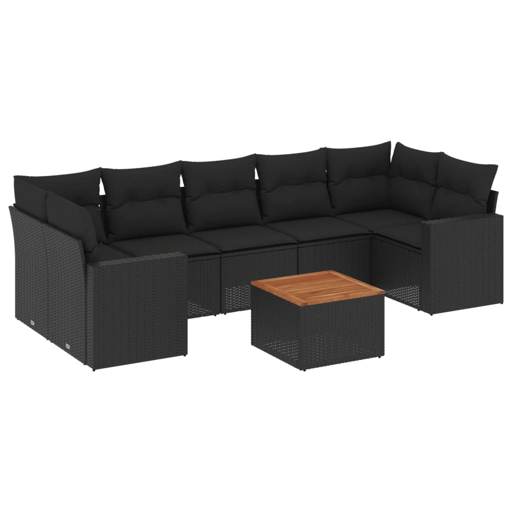 8-delige Loungeset met kussens poly rattan zwart is nu te koop bij PeponiXL, paradijselijk wonen!