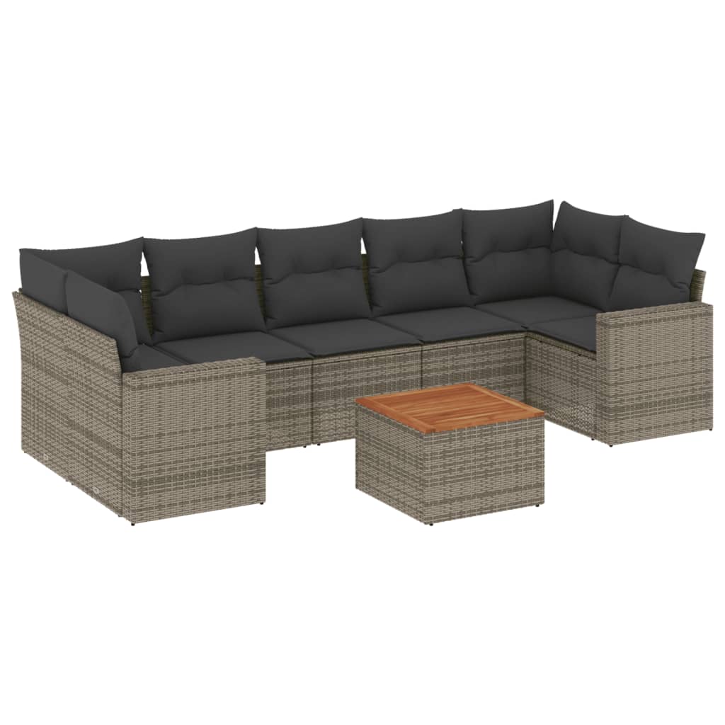 8-delige Loungeset met kussens poly rattan grijs is nu te koop bij PeponiXL, paradijselijk wonen!