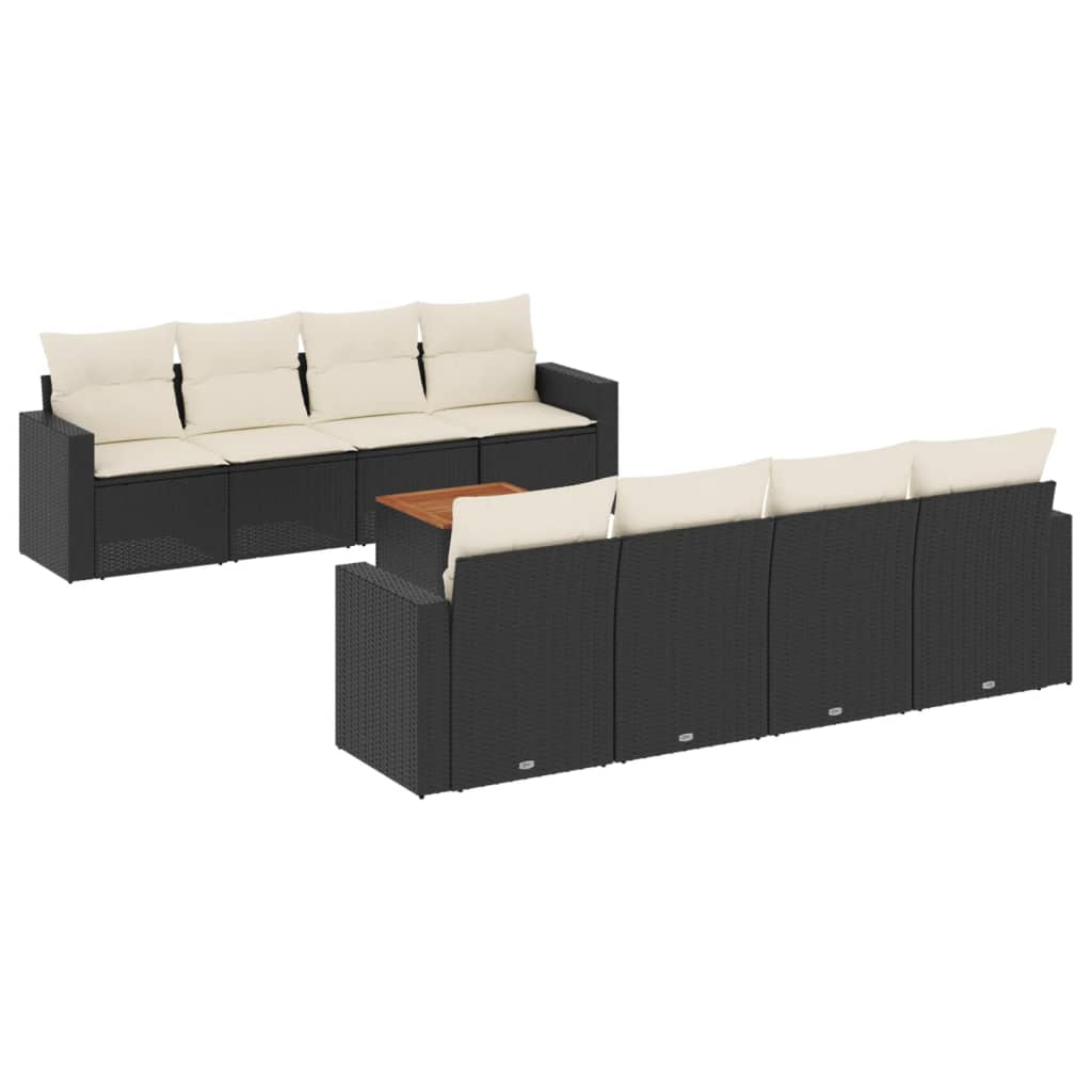 9-delige Loungeset met kussens poly rattan zwart is nu te koop bij PeponiXL, paradijselijk wonen!