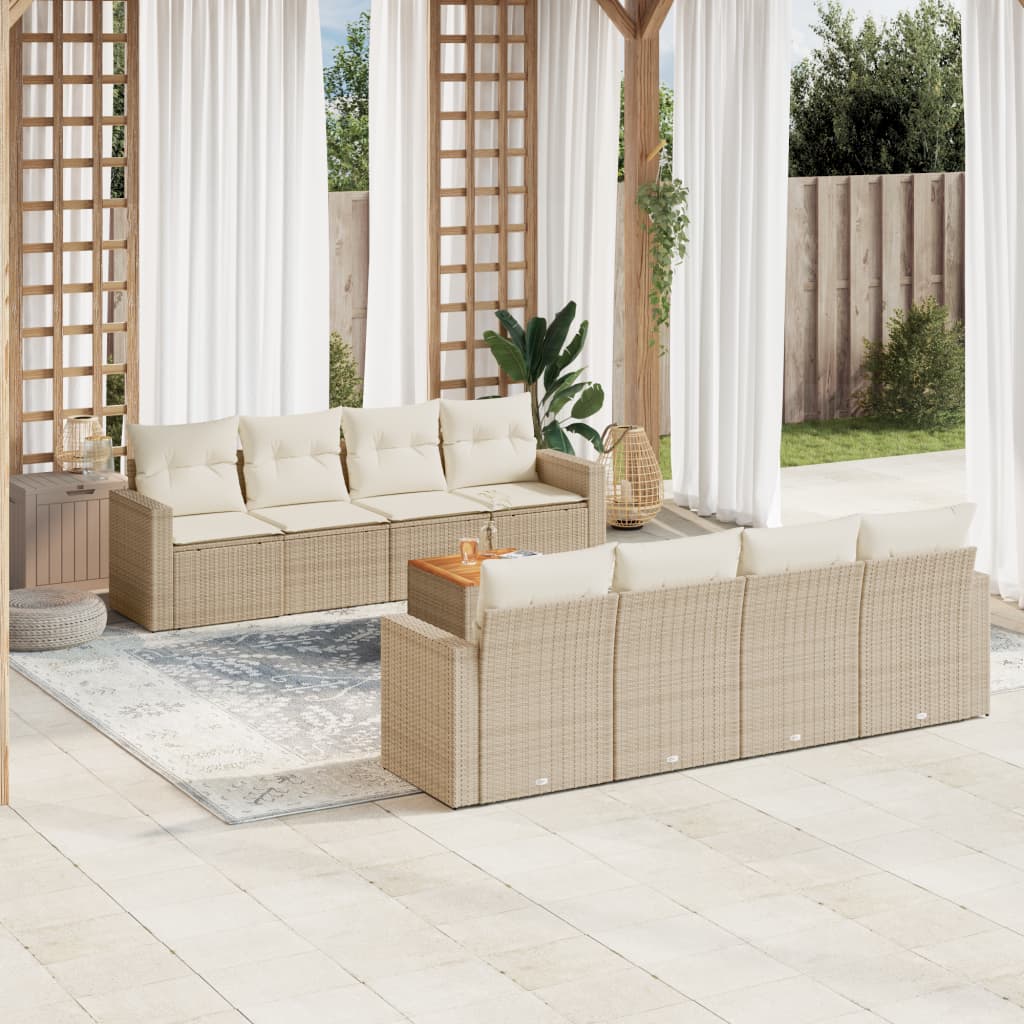 9-delige Loungeset met kussens poly rattan beige is nu te koop bij PeponiXL, paradijselijk wonen!