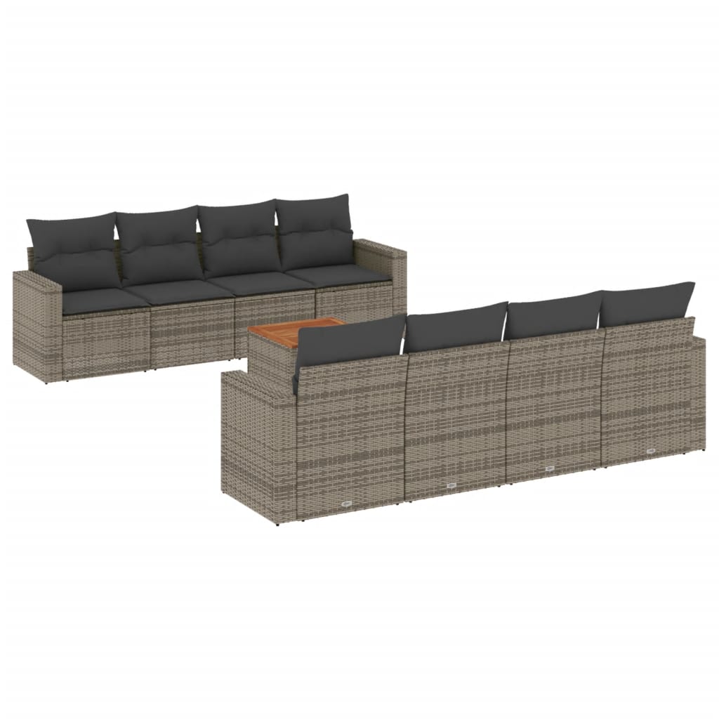 9-delige Loungeset met kussens poly rattan grijs is nu te koop bij PeponiXL, paradijselijk wonen!