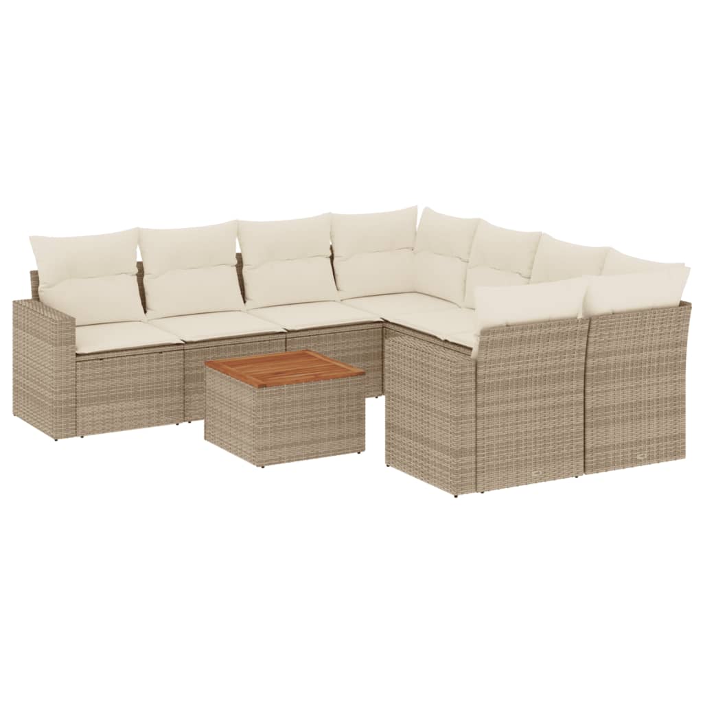 9-delige Loungeset met kussens poly rattan beige is nu te koop bij PeponiXL, paradijselijk wonen!