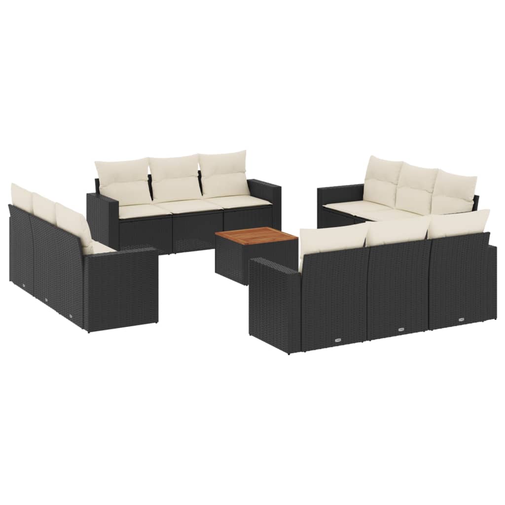 13-delige Loungeset met kussens poly rattan zwart is nu te koop bij PeponiXL, paradijselijk wonen!