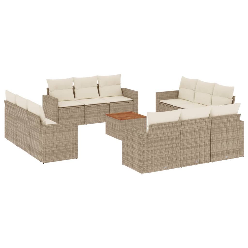 13-delige Loungeset met kussens poly rattan beige is nu te koop bij PeponiXL, paradijselijk wonen!