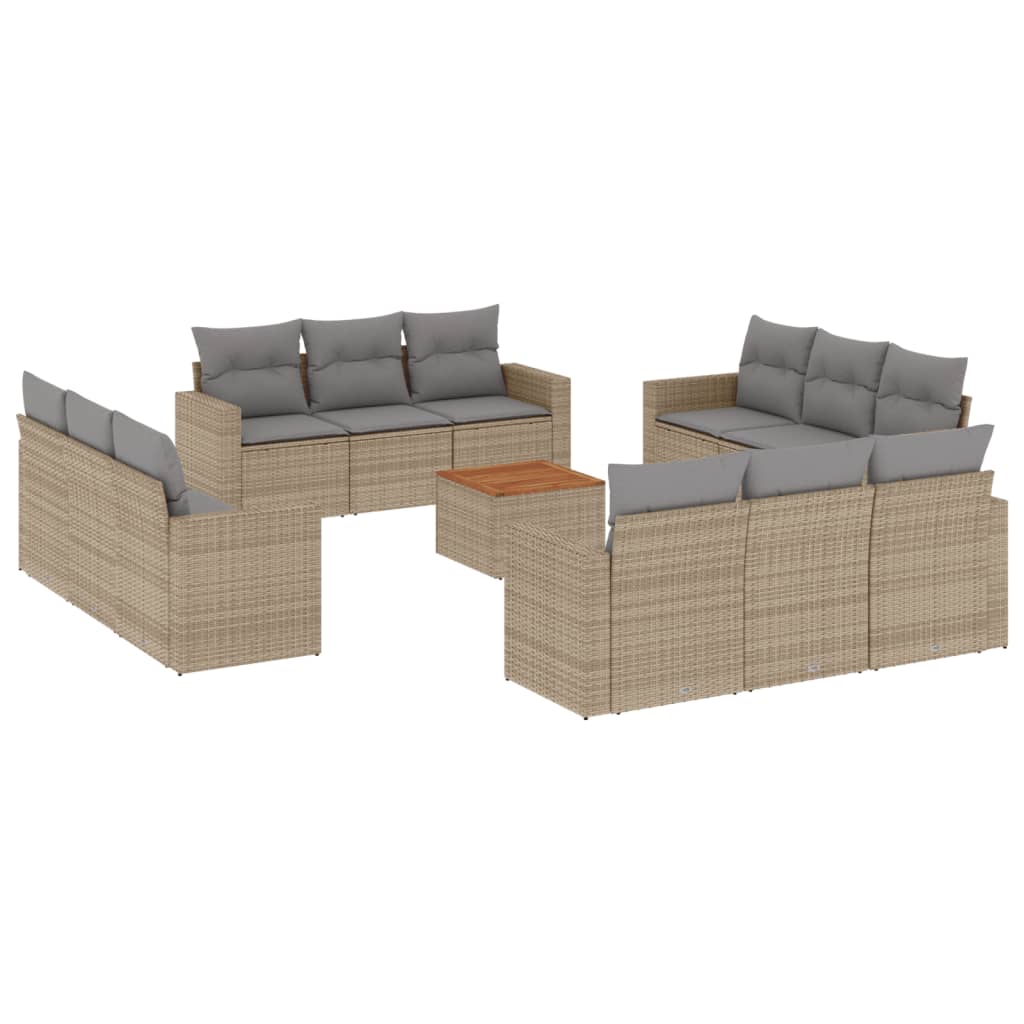 13-delige Loungeset met kussens poly rattan beige is nu te koop bij PeponiXL, paradijselijk wonen!