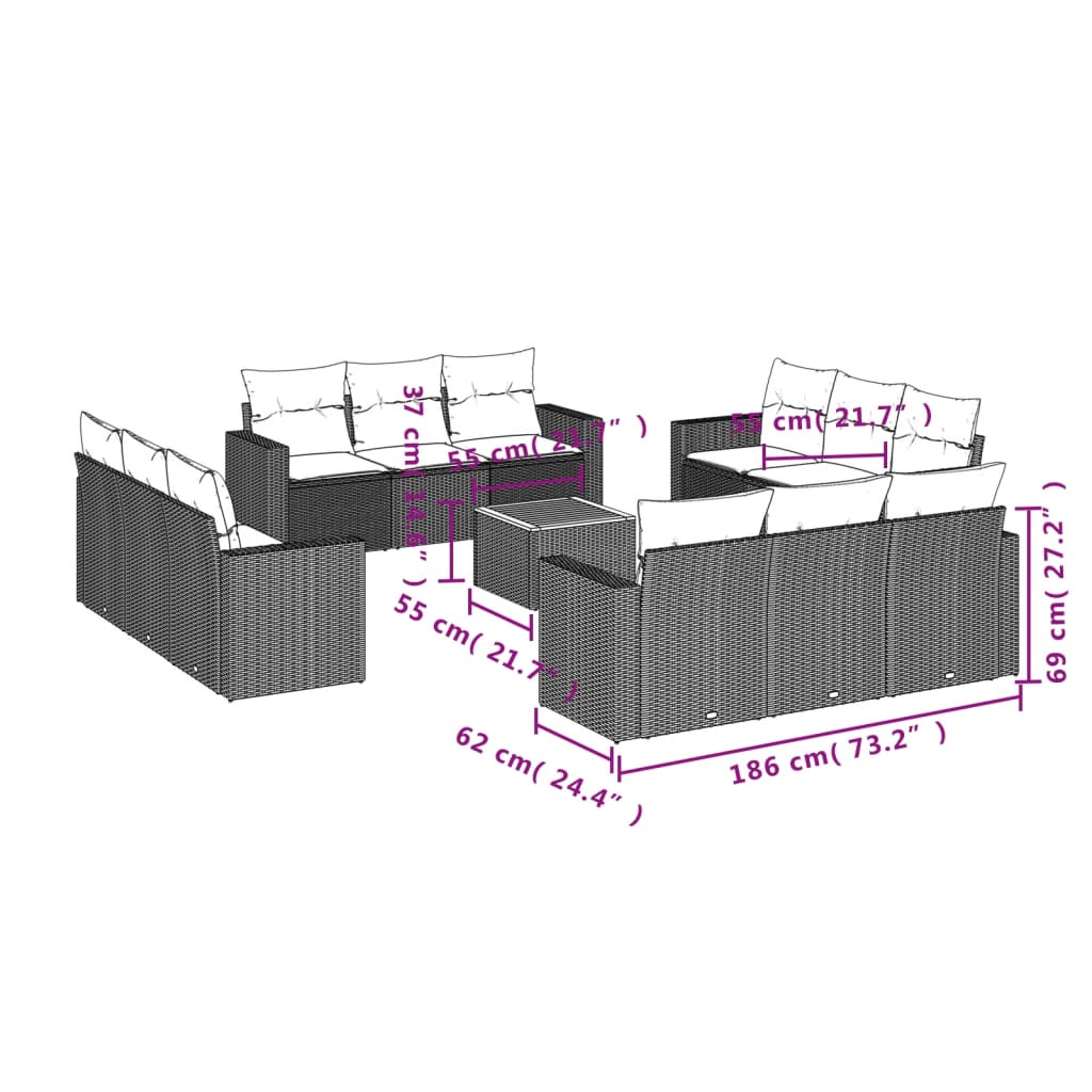 13-delige Loungeset met kussens poly rattan beige is nu te koop bij PeponiXL, paradijselijk wonen!