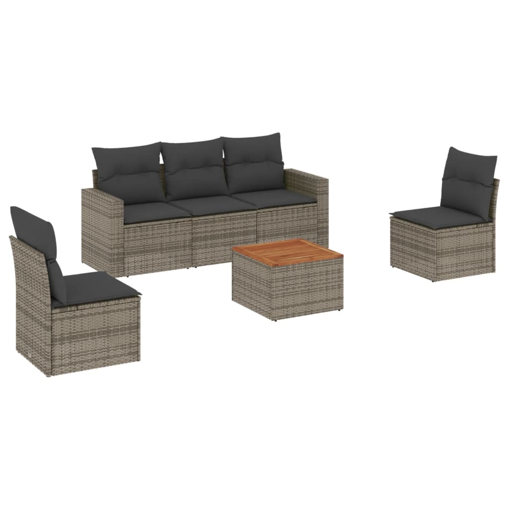 6-delige Loungeset met kussens poly rattan grijs is nu te koop bij PeponiXL, paradijselijk wonen!