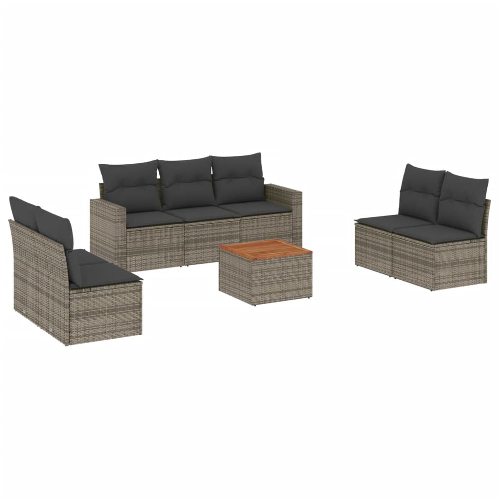 8-delige Loungeset met kussens poly rattan grijs is nu te koop bij PeponiXL, paradijselijk wonen!
