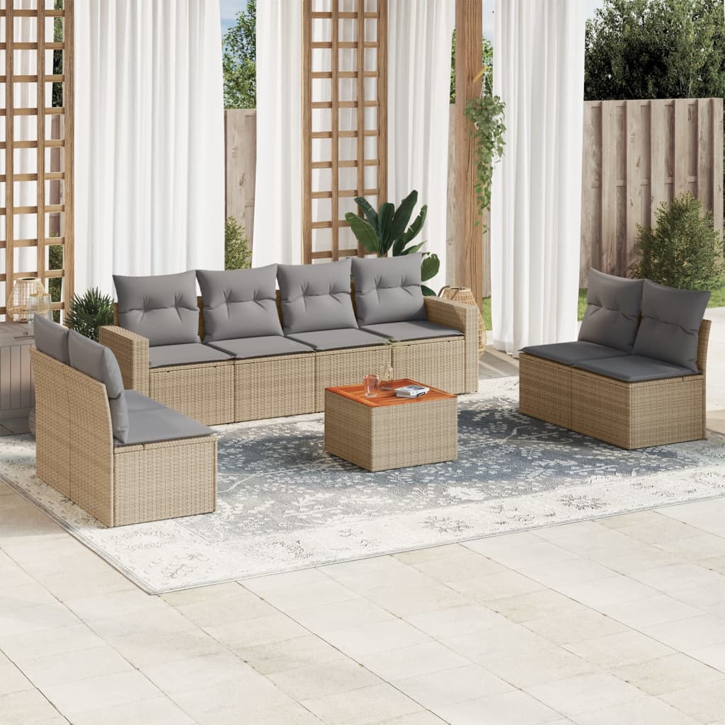9-delige Loungeset met kussens poly rattan beige is nu te koop bij PeponiXL, paradijselijk wonen!