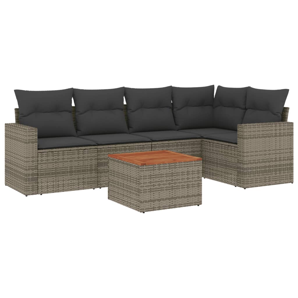 6-delige Loungeset met kussens poly rattan grijs is nu te koop bij PeponiXL, paradijselijk wonen!