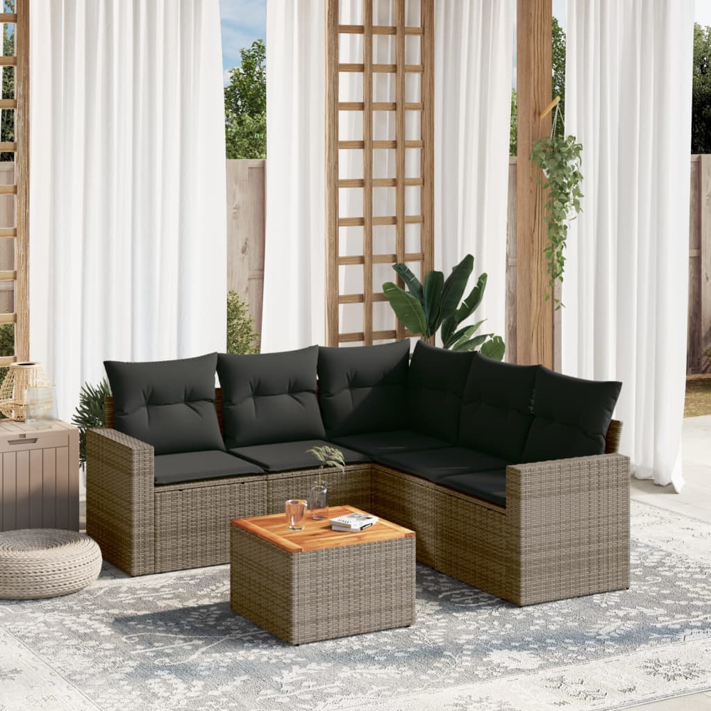 6-delige Loungeset met kussens poly rattan grijs is nu te koop bij PeponiXL, paradijselijk wonen!