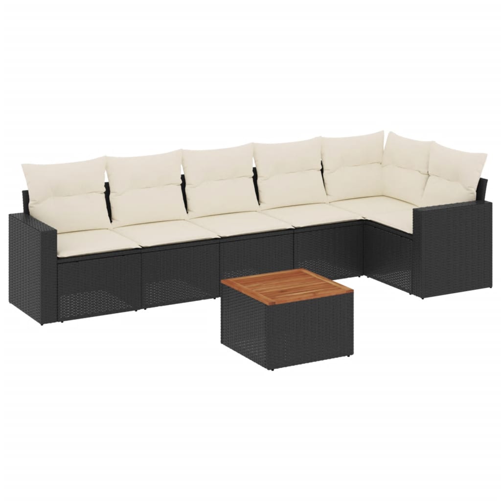 7-delige Loungeset met kussens poly rattan zwart is nu te koop bij PeponiXL, paradijselijk wonen!