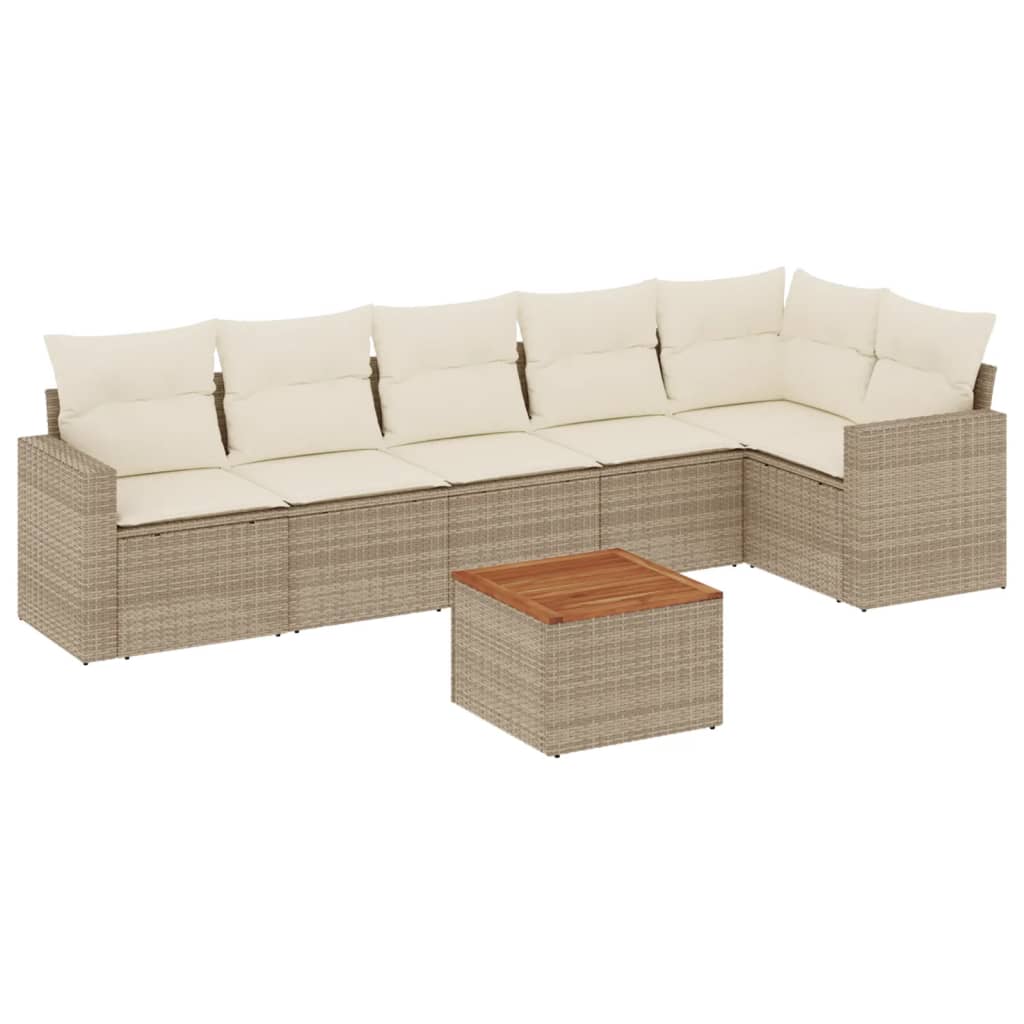 7-delige Loungeset met kussens poly rattan beige is nu te koop bij PeponiXL, paradijselijk wonen!