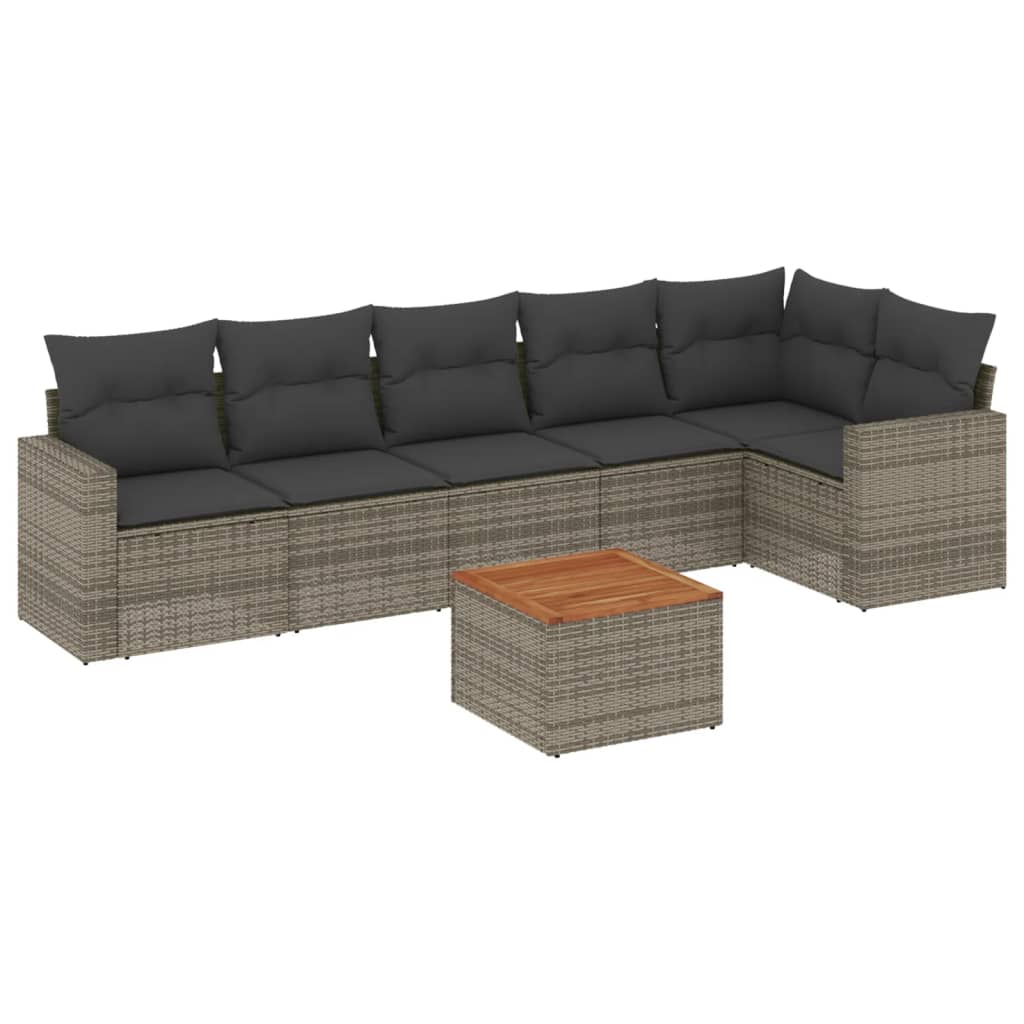 7-delige Loungeset met kussens poly rattan grijs is nu te koop bij PeponiXL, paradijselijk wonen!