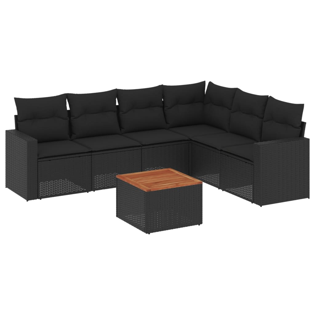 7-delige Loungeset met kussens poly rattan zwart is nu te koop bij PeponiXL, paradijselijk wonen!