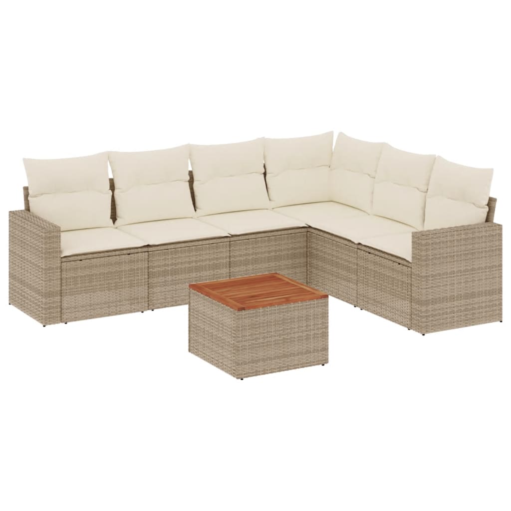 7-delige Loungeset met kussens poly rattan beige is nu te koop bij PeponiXL, paradijselijk wonen!