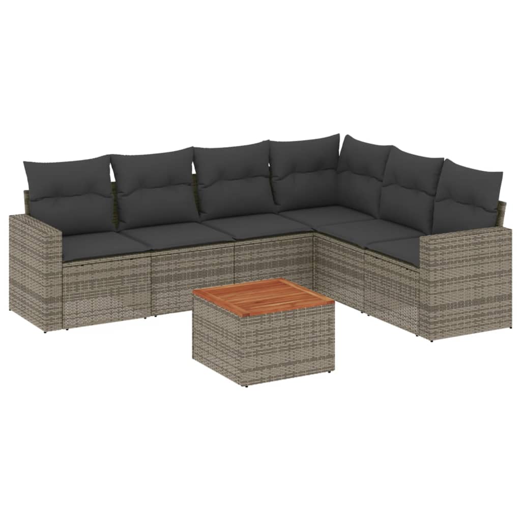 7-delige Loungeset met kussens poly rattan grijs is nu te koop bij PeponiXL, paradijselijk wonen!
