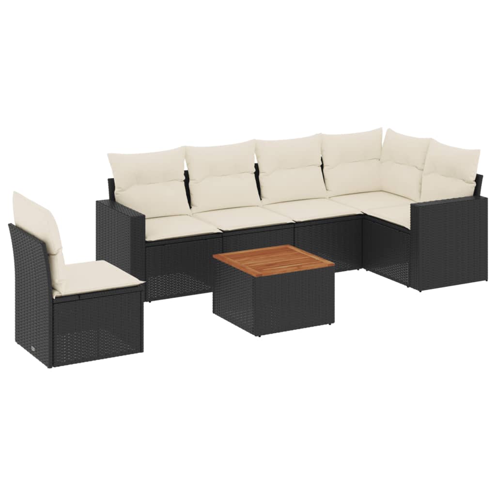 7-delige Loungeset met kussens poly rattan zwart is nu te koop bij PeponiXL, paradijselijk wonen!