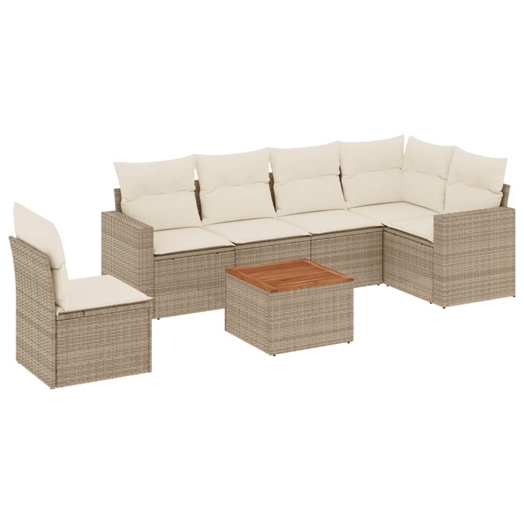 7-delige Loungeset met kussens poly rattan beige is nu te koop bij PeponiXL, paradijselijk wonen!