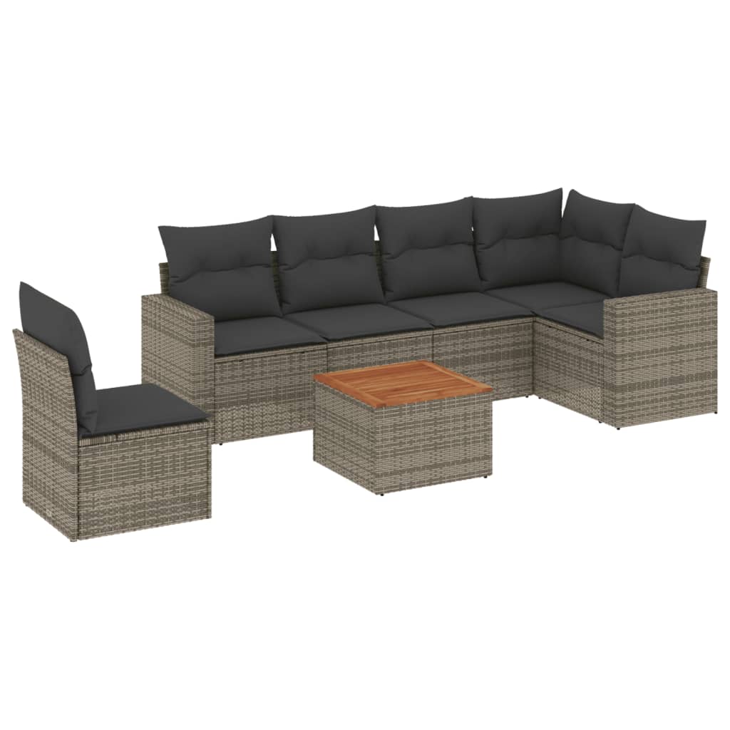 7-delige Loungeset met kussens poly rattan grijs is nu te koop bij PeponiXL, paradijselijk wonen!