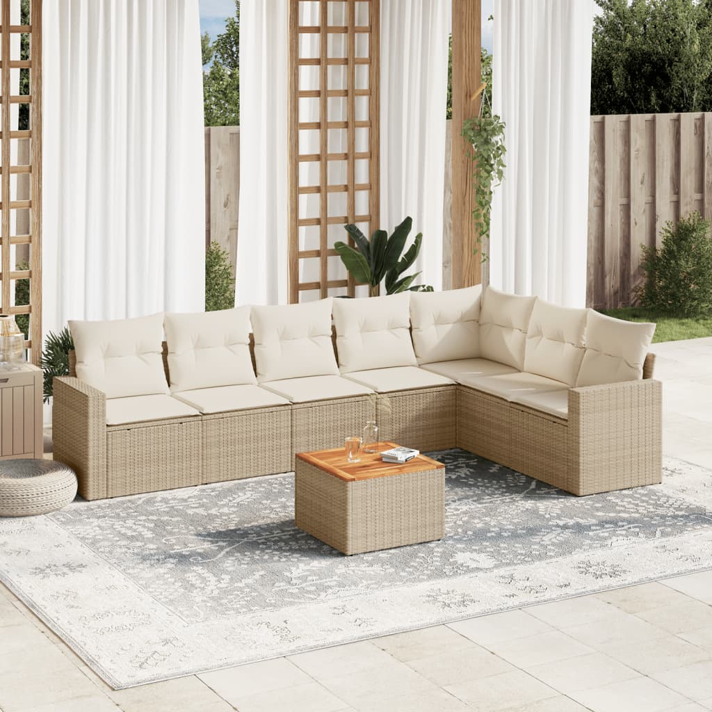 8-delige Loungeset met kussens poly rattan beige is nu te koop bij PeponiXL, paradijselijk wonen!