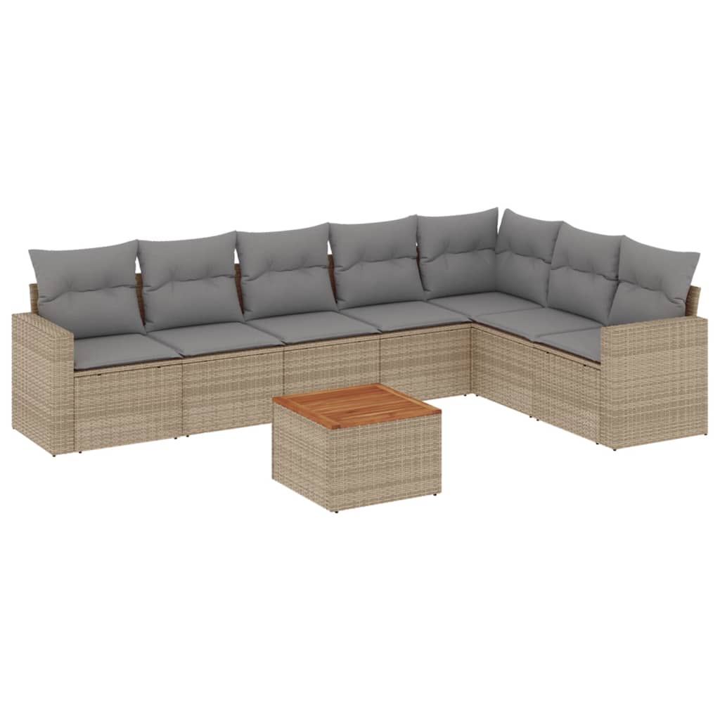 8-delige Loungeset met kussens poly rattan beige is nu te koop bij PeponiXL, paradijselijk wonen!