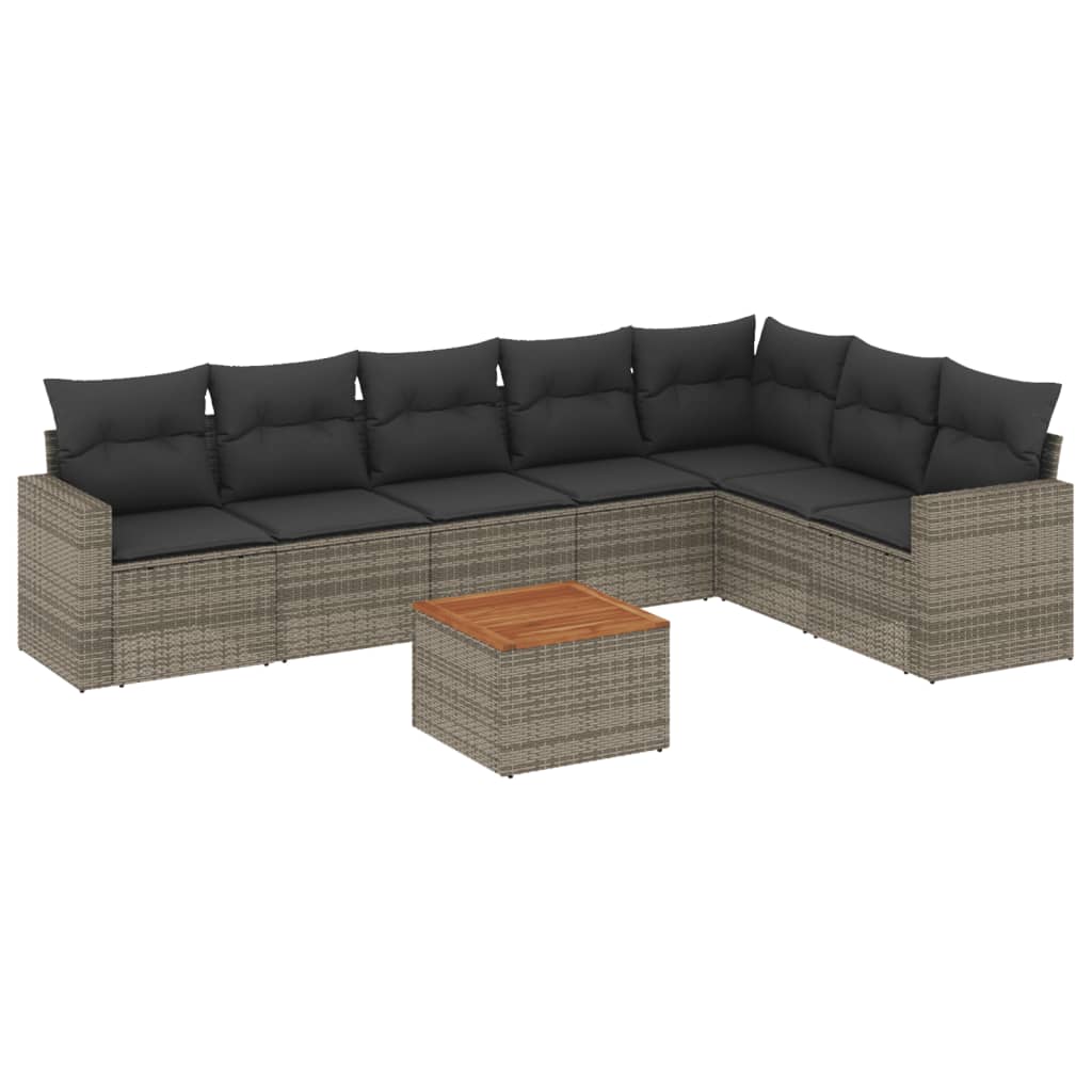 8-delige Loungeset met kussens poly rattan grijs is nu te koop bij PeponiXL, paradijselijk wonen!