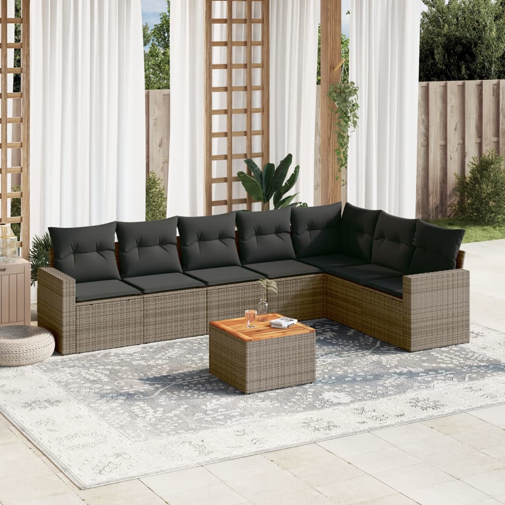 8-delige Loungeset met kussens poly rattan grijs is nu te koop bij PeponiXL, paradijselijk wonen!