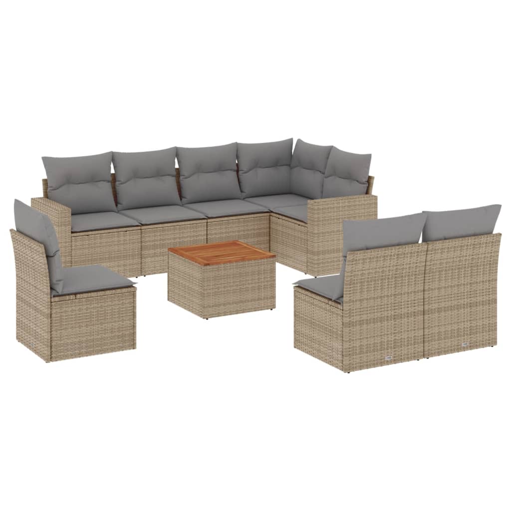 9-delige Loungeset met kussens poly rattan beige is nu te koop bij PeponiXL, paradijselijk wonen!