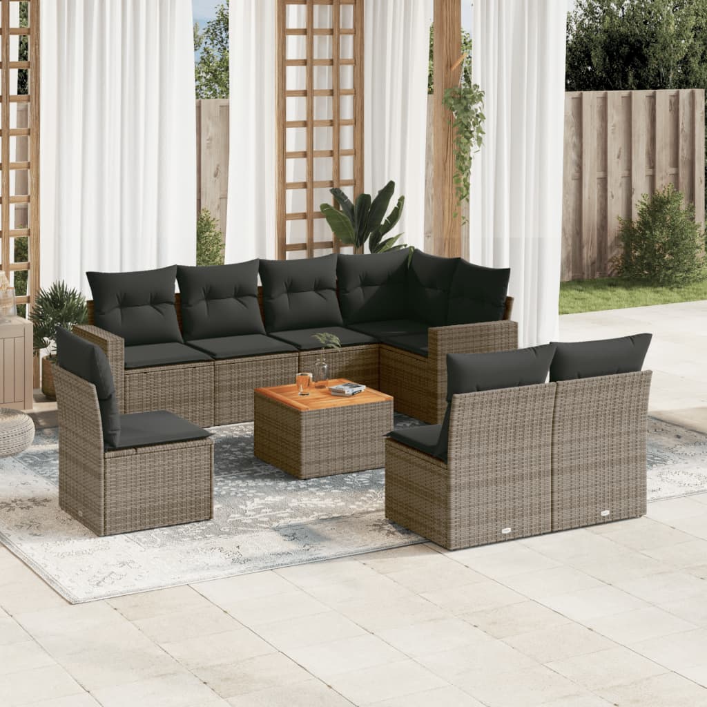 9-delige Loungeset met kussens poly rattan grijs is nu te koop bij PeponiXL, paradijselijk wonen!