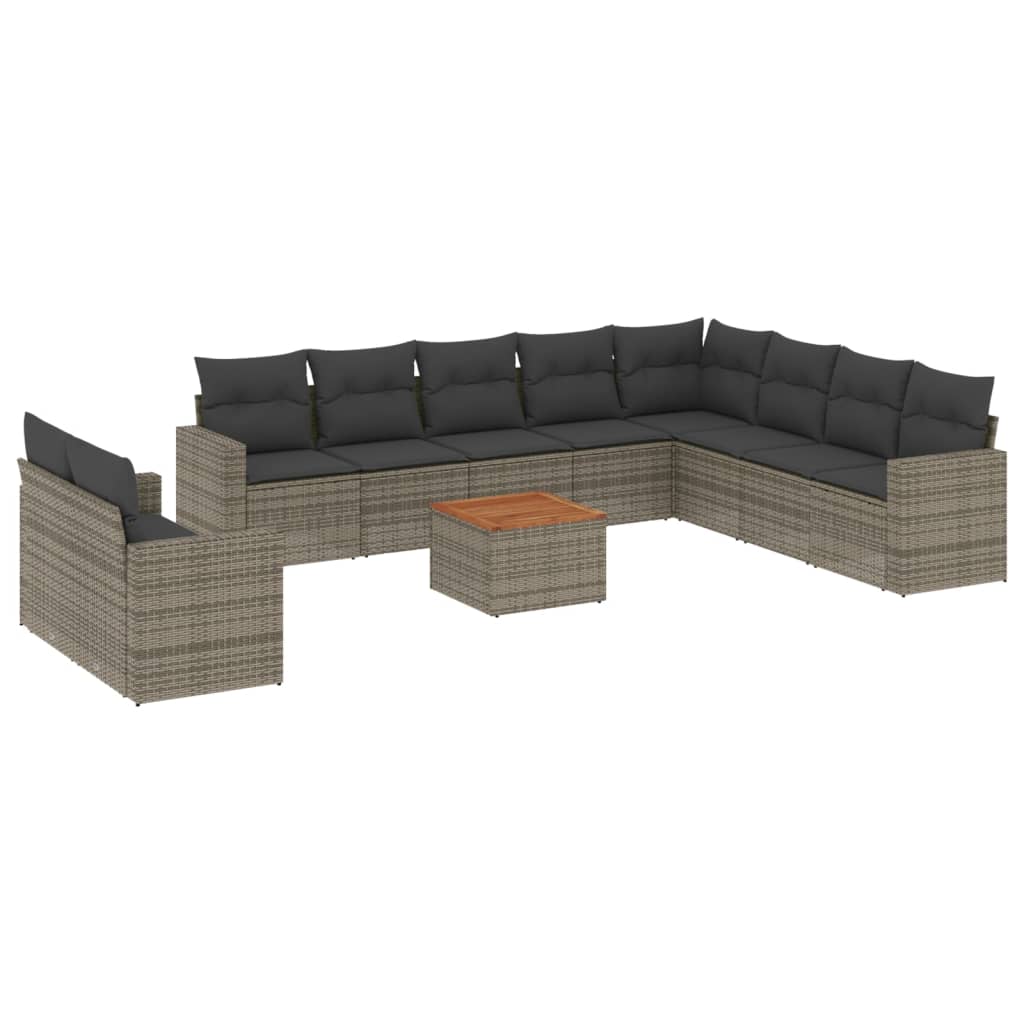 11-delige Loungeset met kussens poly rattan grijs is nu te koop bij PeponiXL, paradijselijk wonen!