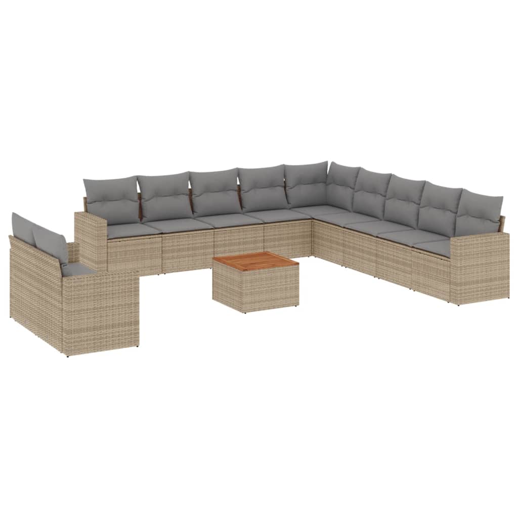 12-delige Loungeset met kussens poly rattan beige is nu te koop bij PeponiXL, paradijselijk wonen!