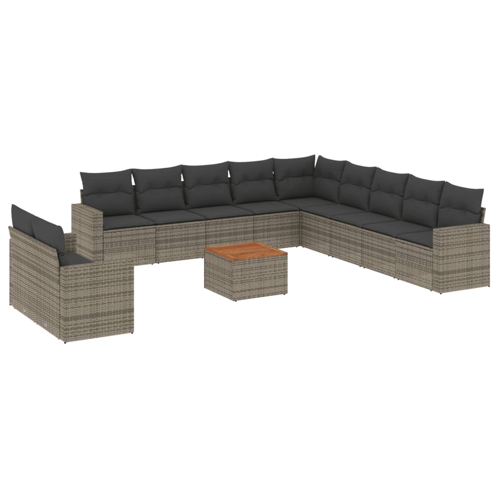 12-delige Loungeset met kussens poly rattan grijs is nu te koop bij PeponiXL, paradijselijk wonen!