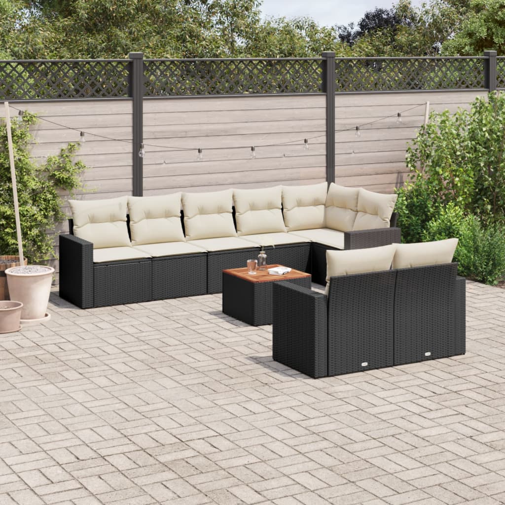 9-delige Loungeset met kussens poly rattan zwart is nu te koop bij PeponiXL, paradijselijk wonen!
