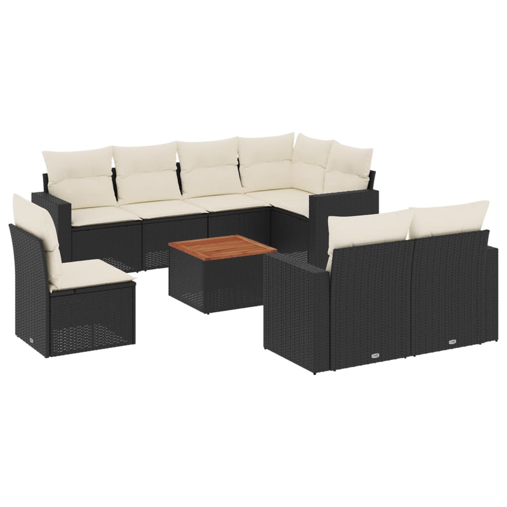 9-delige Loungeset met kussens poly rattan zwart is nu te koop bij PeponiXL, paradijselijk wonen!
