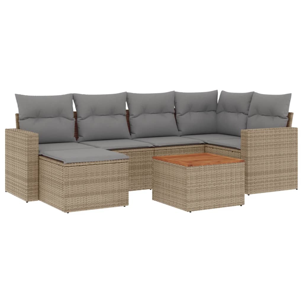 7-delige Loungeset met kussens poly rattan beige is nu te koop bij PeponiXL, paradijselijk wonen!