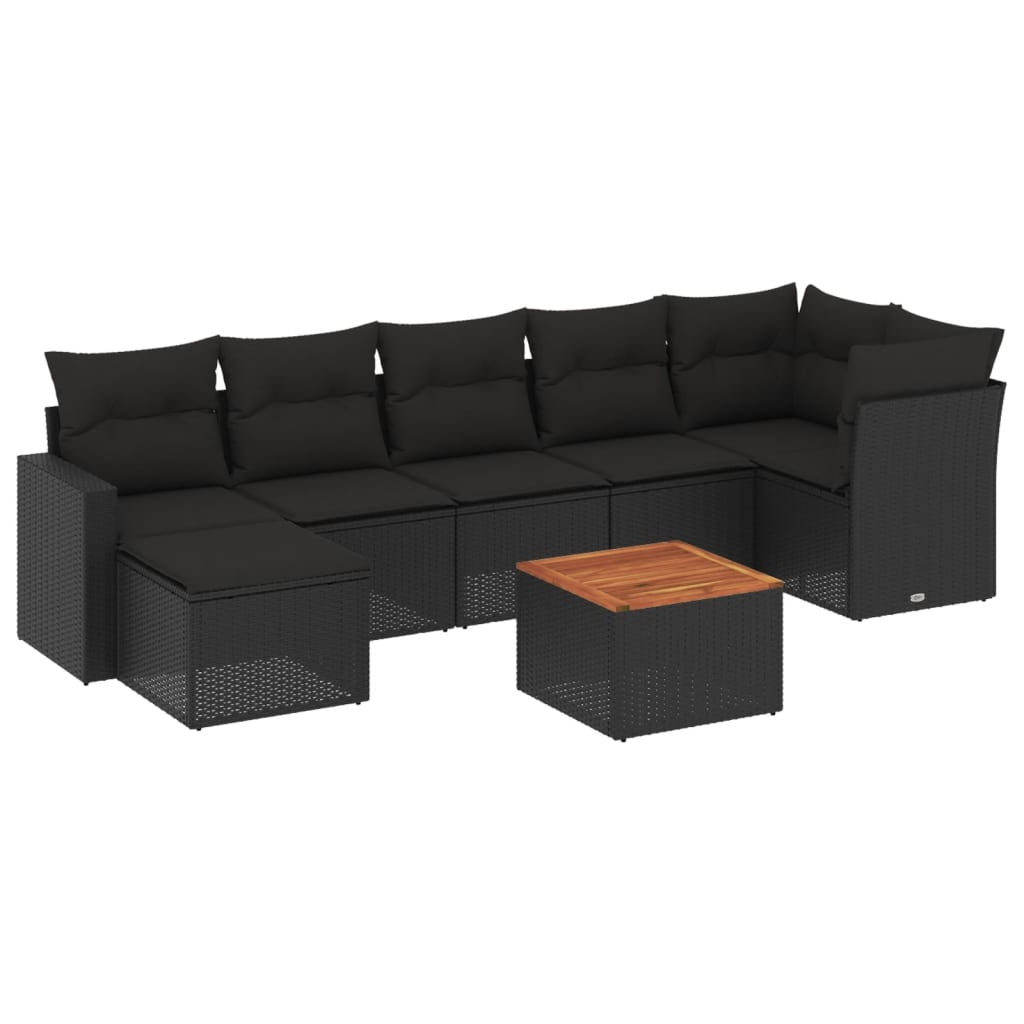 8-delige Loungeset met kussens poly rattan zwart is nu te koop bij PeponiXL, paradijselijk wonen!