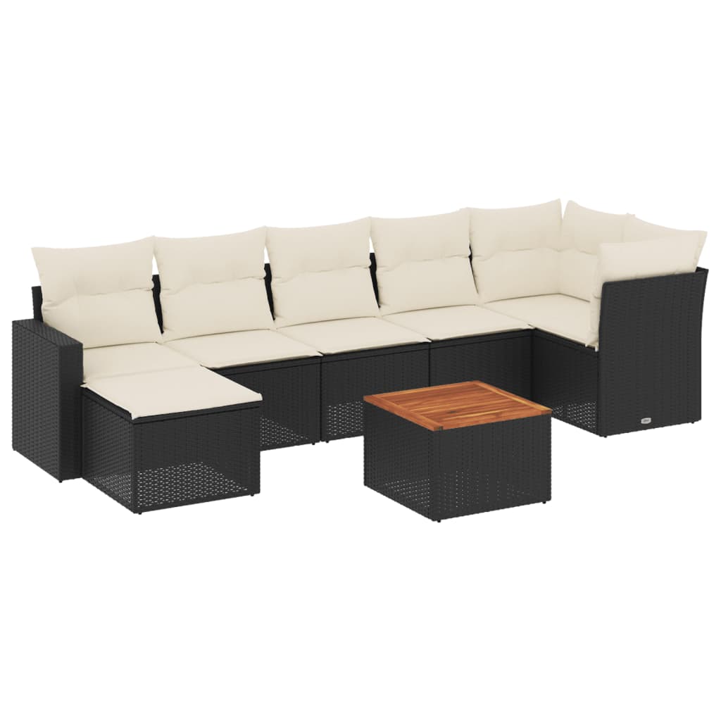 8-delige Loungeset met kussens poly rattan zwart is nu te koop bij PeponiXL, paradijselijk wonen!