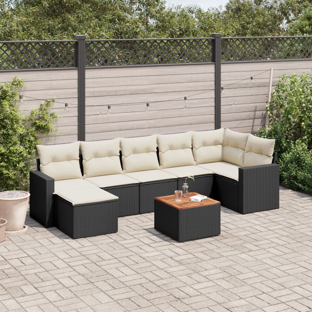 8-delige Loungeset met kussens poly rattan zwart is nu te koop bij PeponiXL, paradijselijk wonen!