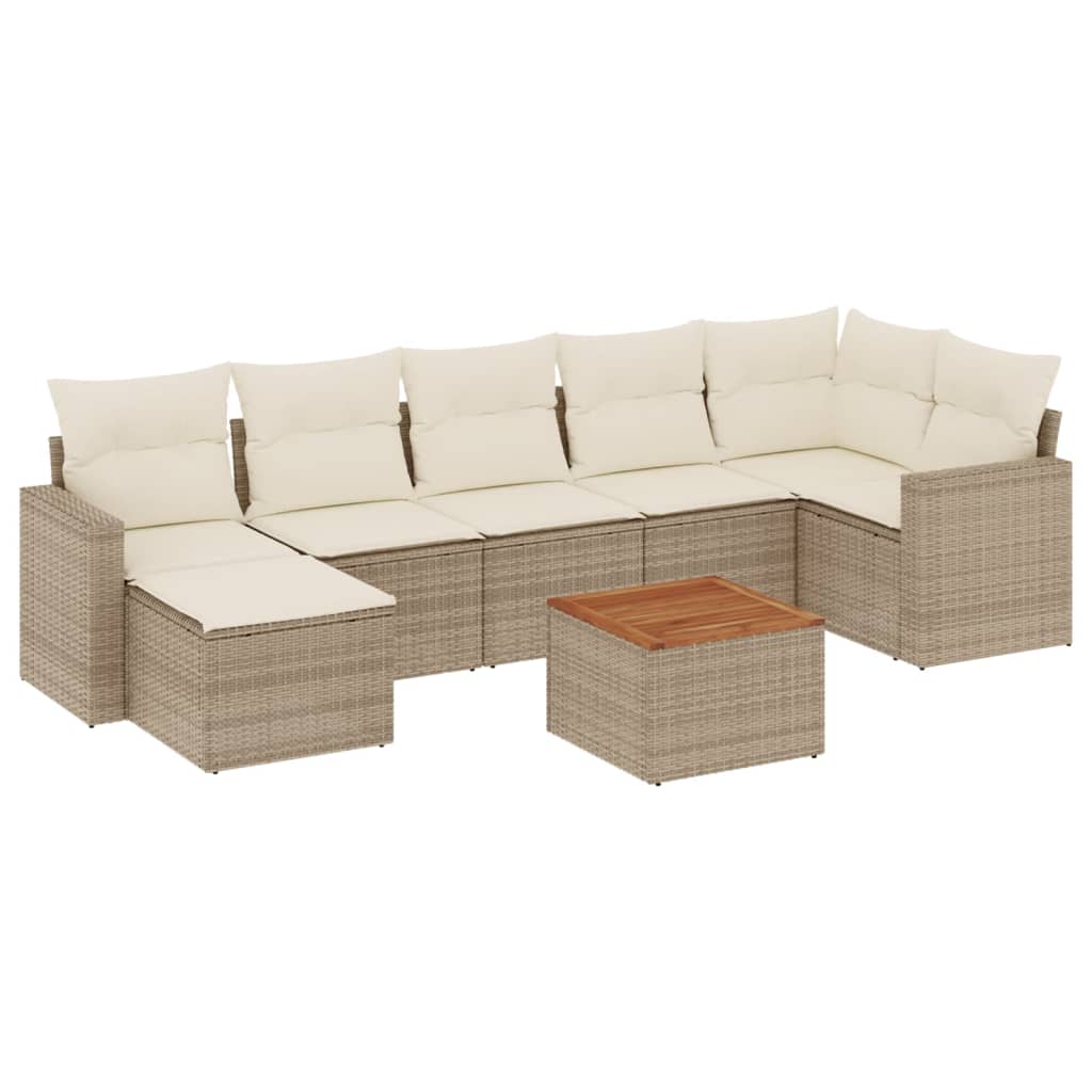 8-delige Loungeset met kussens poly rattan beige is nu te koop bij PeponiXL, paradijselijk wonen!