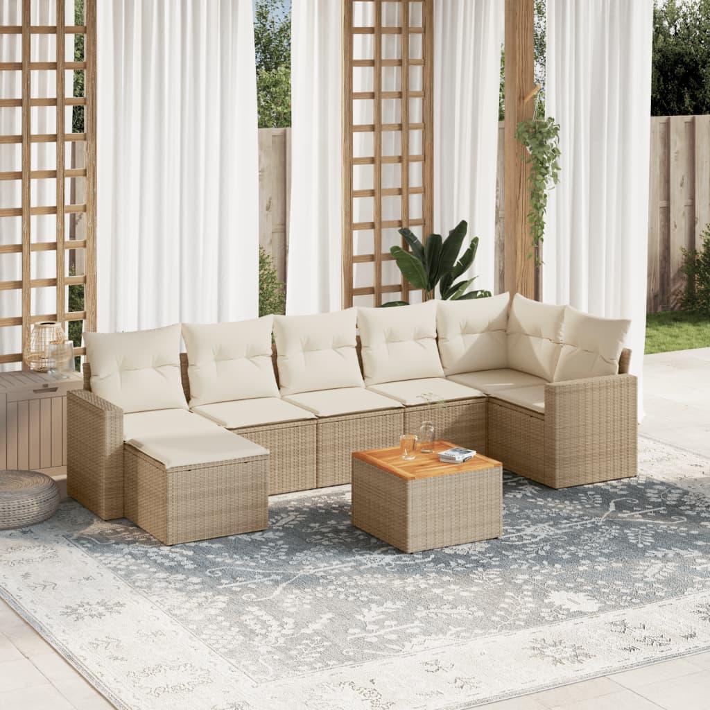 8-delige Loungeset met kussens poly rattan beige is nu te koop bij PeponiXL, paradijselijk wonen!